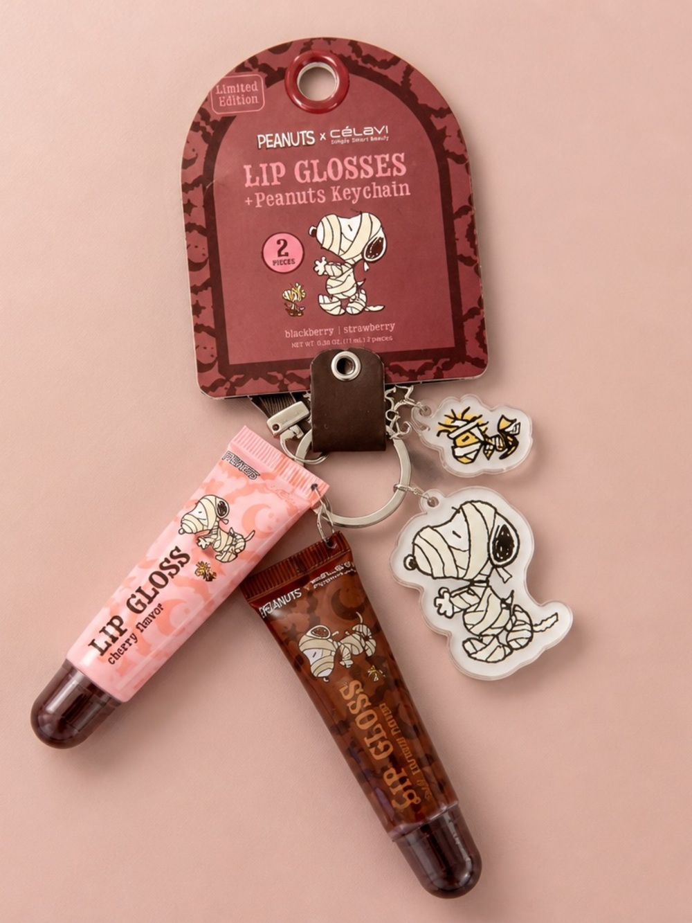 Peanuts Snoopy Mummy Lip Gloss Duo + Keychain Limited Edition